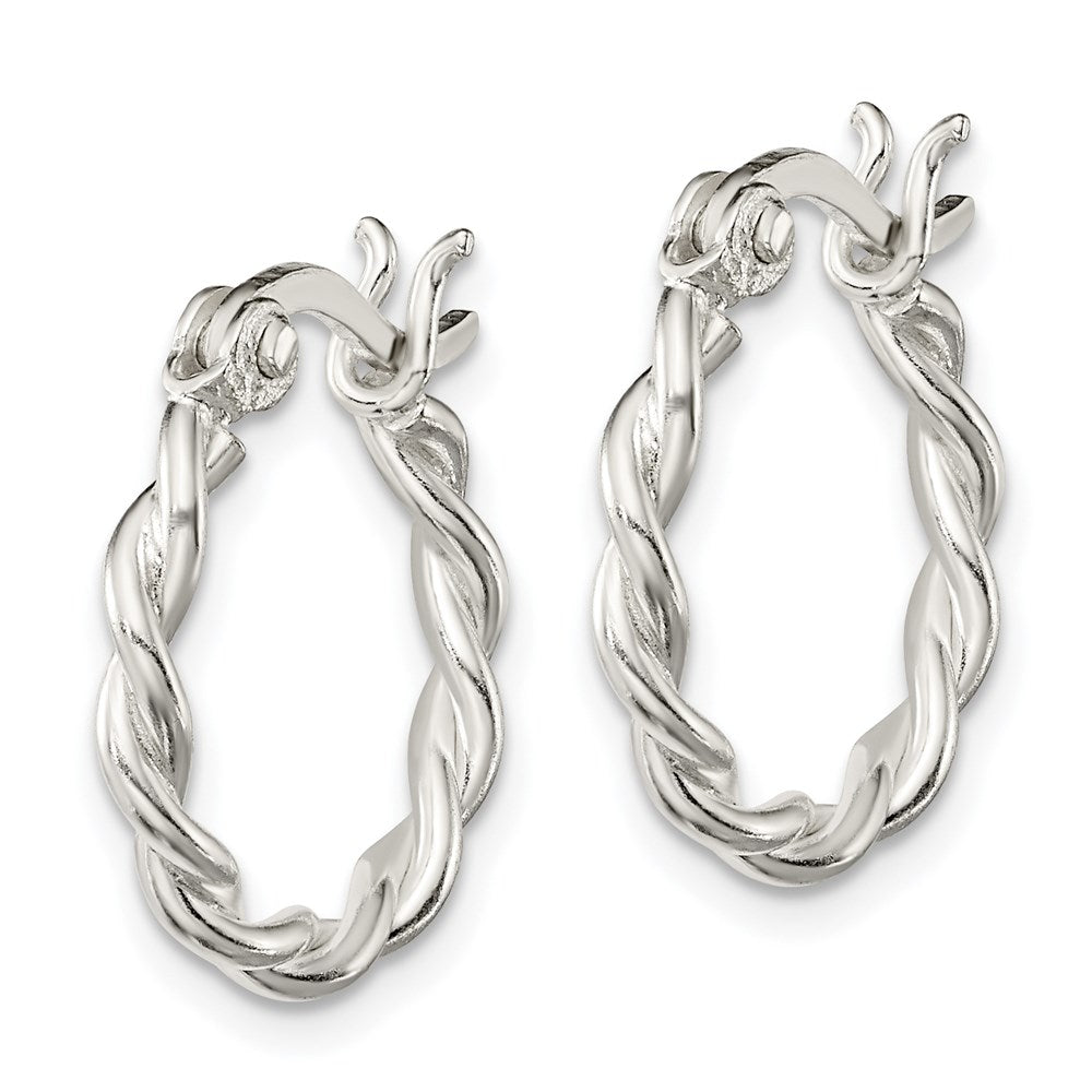 Sterling Silver Satin Twisted Hoop Earrings