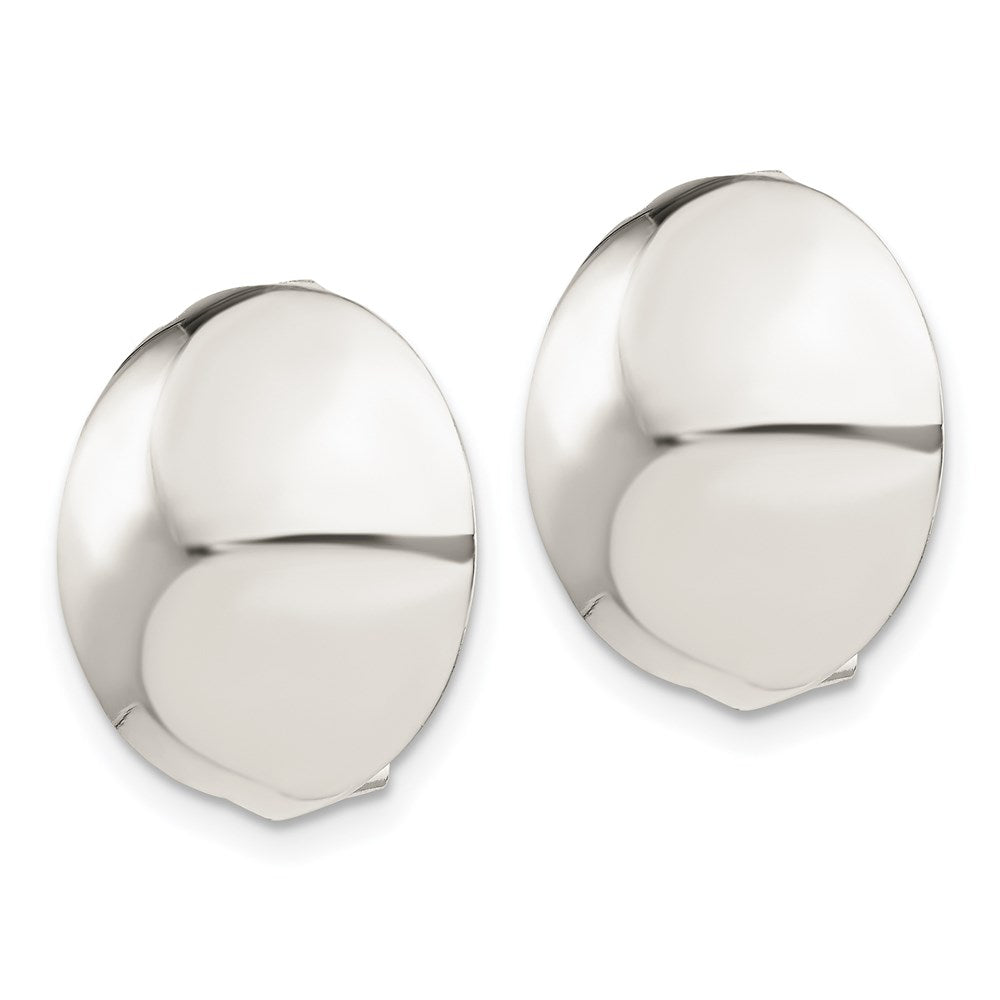 Sterling Silver Polished Non-Pierced Circle Button Earrings