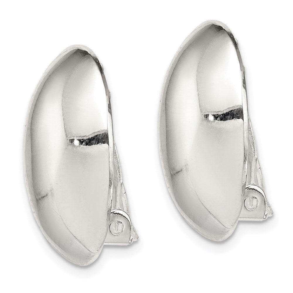 Sterling Silver Polished Non-Pierced 22x Oval Button Earrings