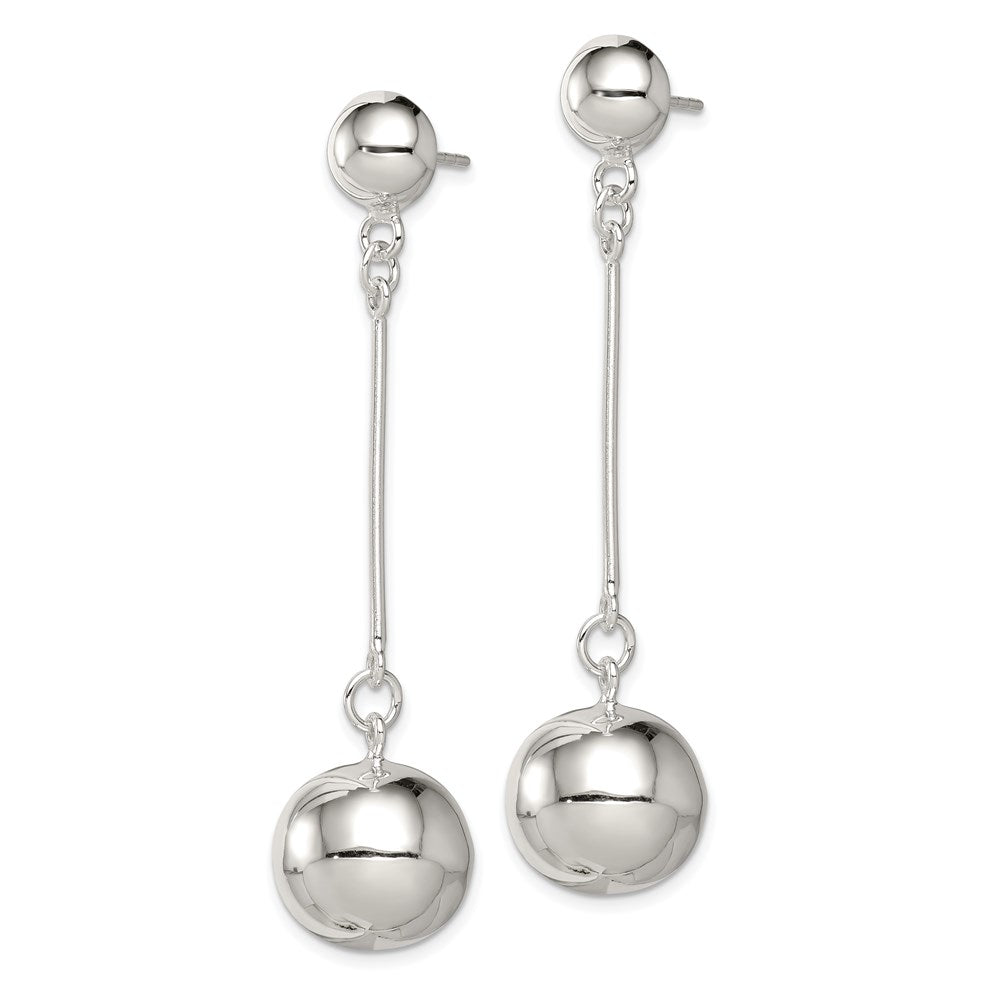Sterling Silver Polished Ball Post Dangle Earrings