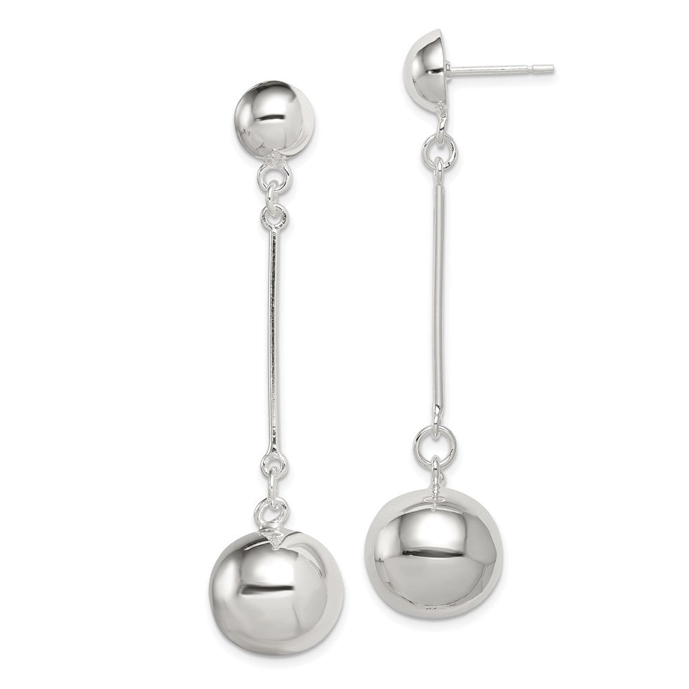 Sterling Silver Polished Ball Post Dangle Earrings
