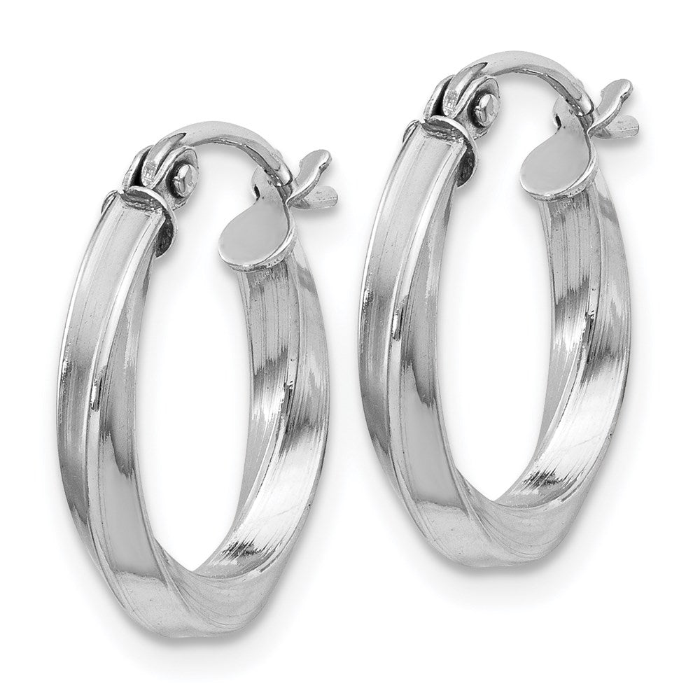 Sterling Silver Rhodium-plated Twisted 2.5xHoop Earrings
