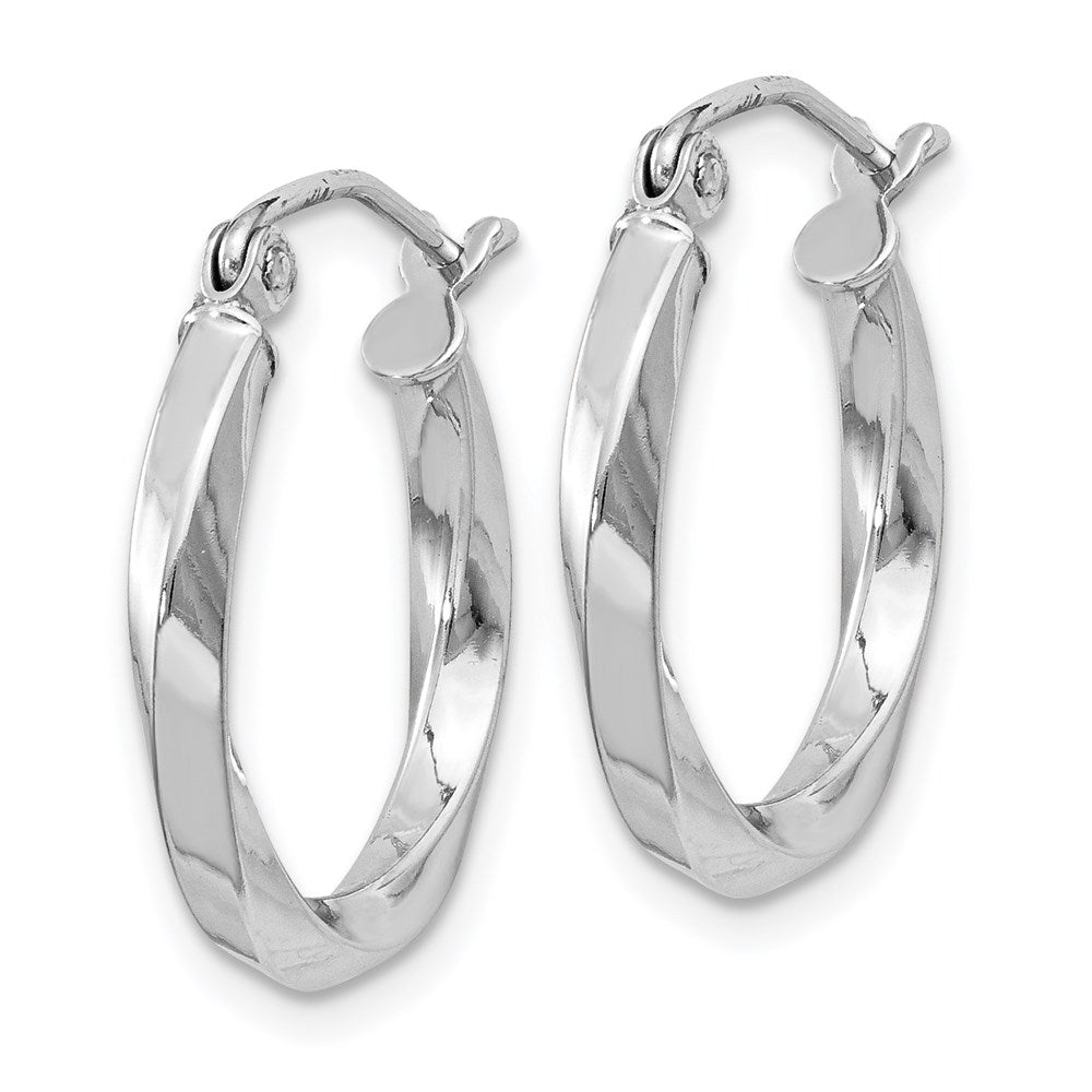 Sterling Silver Rhodium-plated Twisted 2.5xHoop Earrings