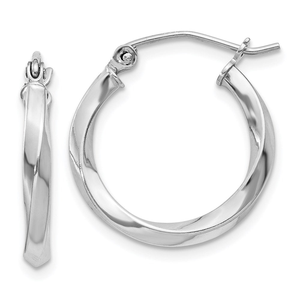 Sterling Silver Rhodium-plated Twisted 2.5xHoop Earrings