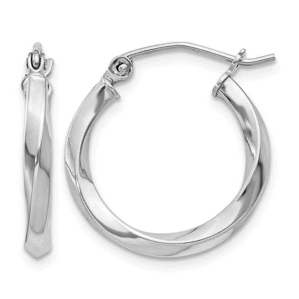 Sterling Silver Rhodium-plated Twisted 2.5xHoop Earrings