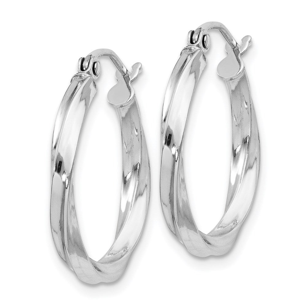 Sterling Silver Rhodium-plated Twisted 2.5xHoop Earrings