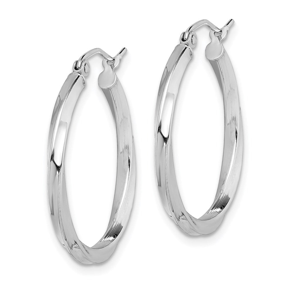 Sterling Silver Rhodium-plated Twisted 2.5xHoop Earrings