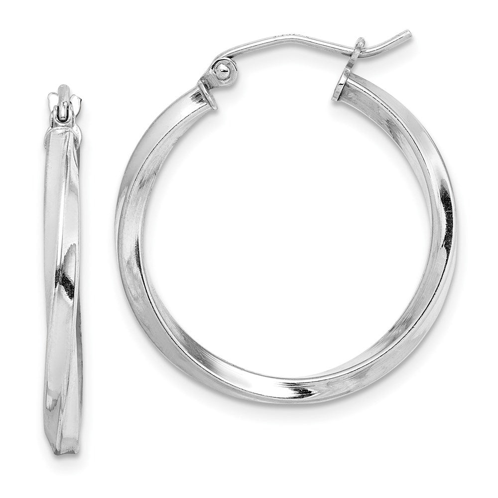 Sterling Silver Rhodium-plated Twisted 2.5xHoop Earrings