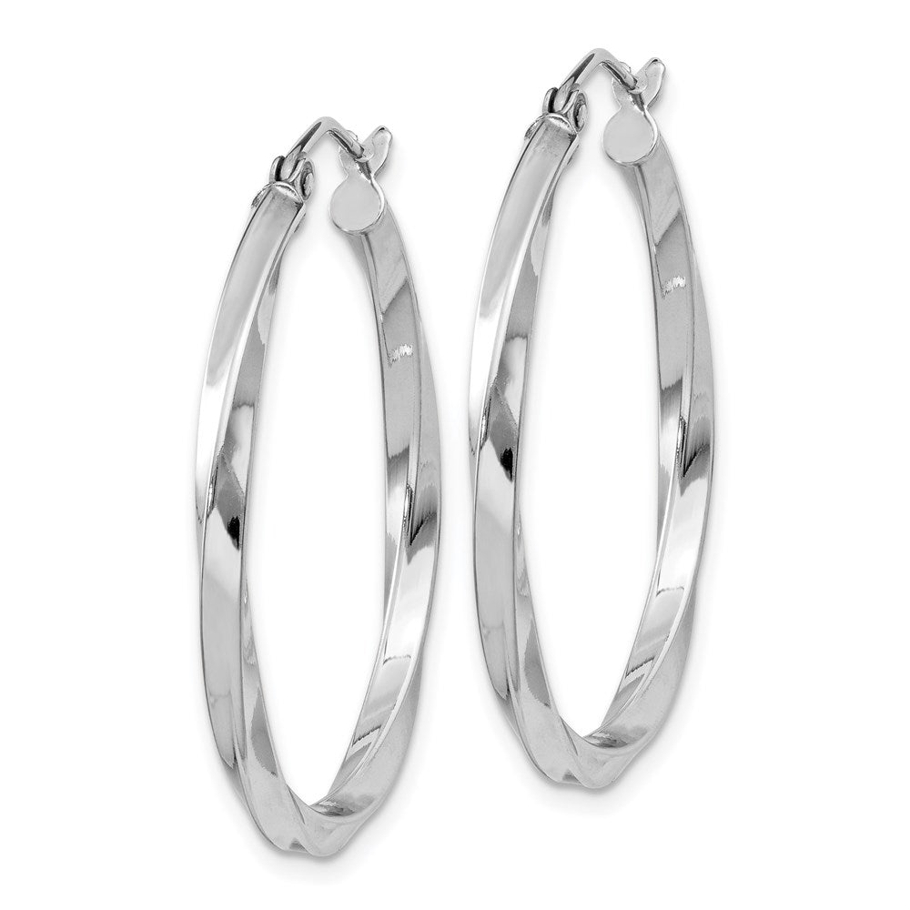 Sterling Silver Rhodium-plated Twisted 2.5xHoop Earrings