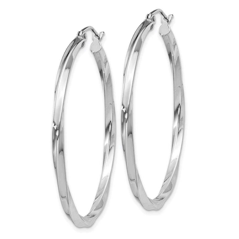 Sterling Silver Rhodium-plated Twisted 2.5xHoop Earrings