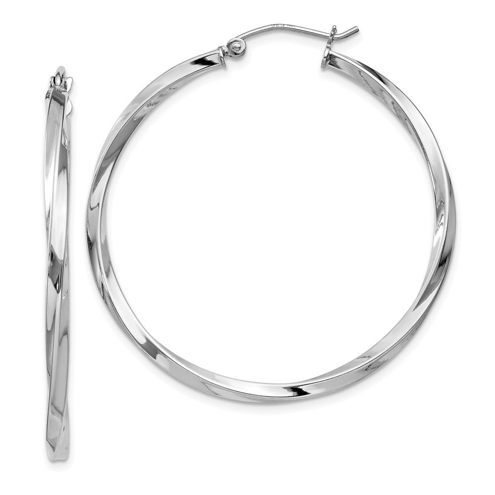 Sterling Silver Rhodium-plated Twisted 2.5xHoop Earrings