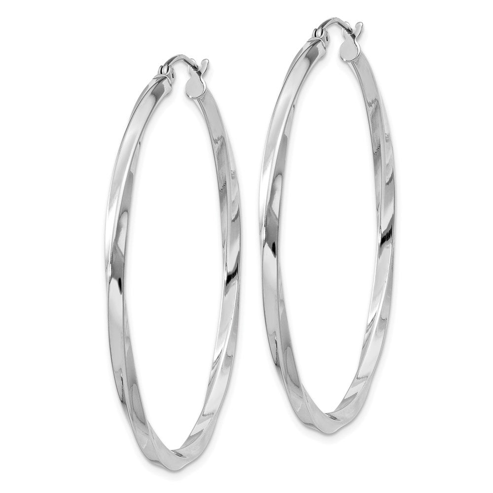Sterling Silver Rhodium-plated Twisted 2.5xHoop Earrings