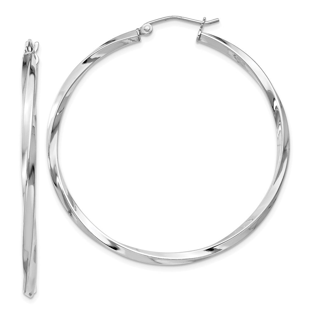 Sterling Silver Rhodium-plated Twisted 2.5xHoop Earrings