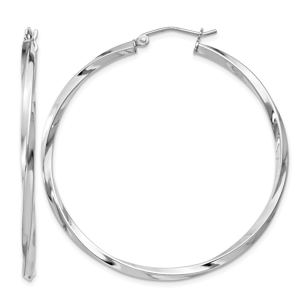 Sterling Silver Rhodium-plated Twisted 2.5xHoop Earrings
