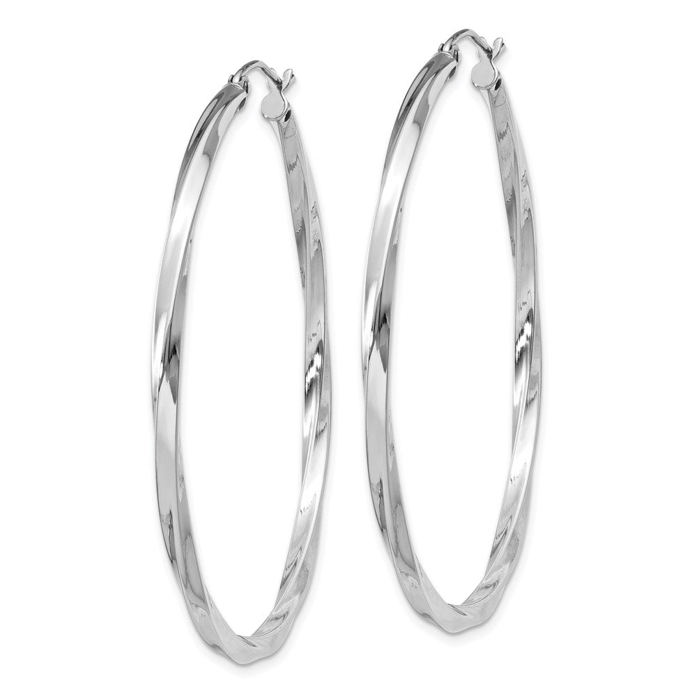 Sterling Silver Rhodium-plated Twisted 2.5xHoop Earrings