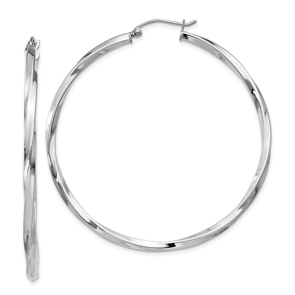 Sterling Silver Rhodium-plated Twisted 2.5xHoop Earrings