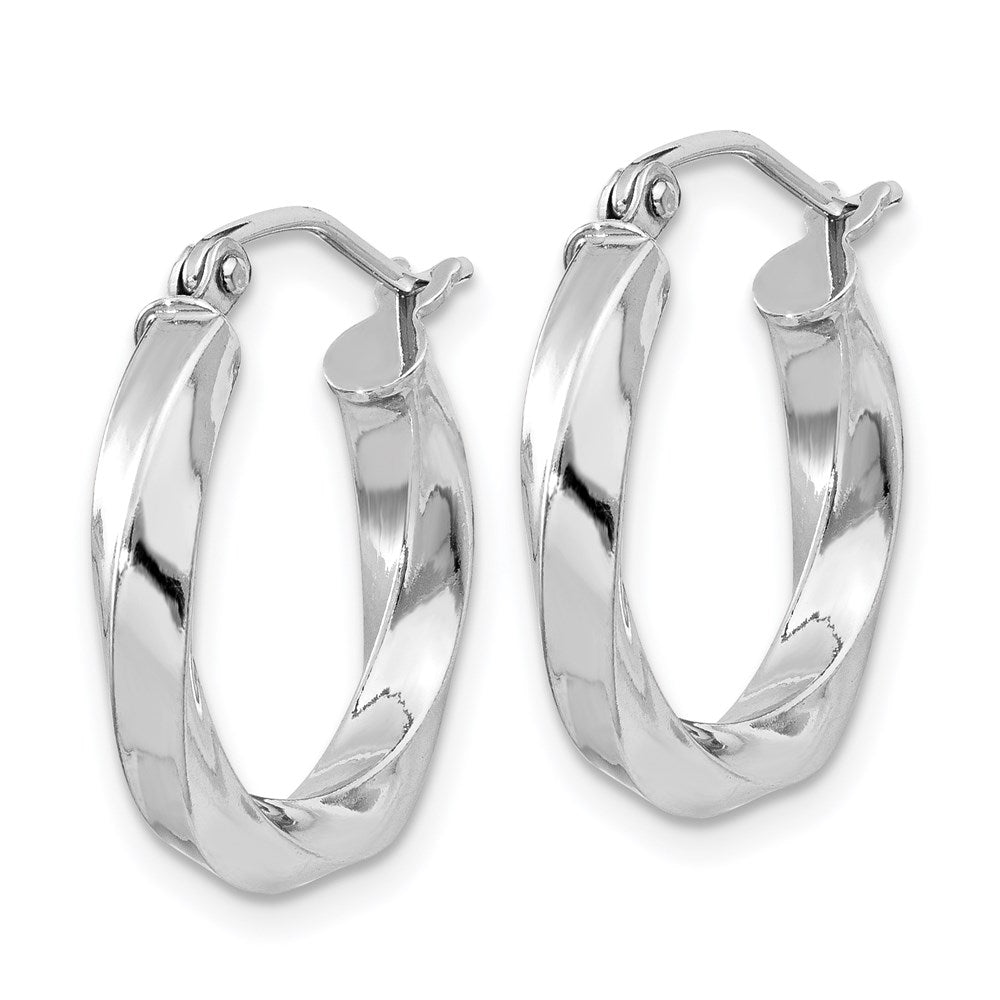 Sterling Silver Rhodium-plated 3xTwisted Hoop Earrings