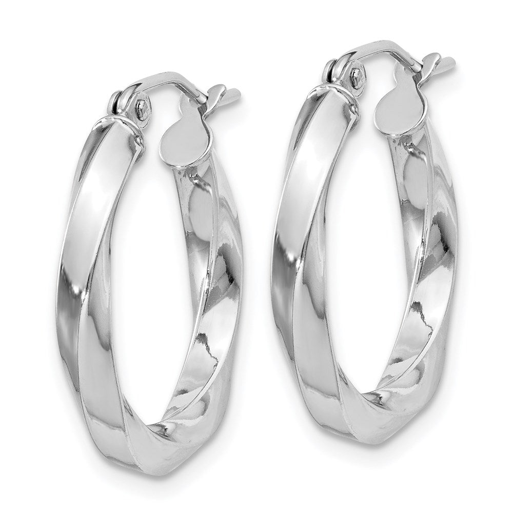 Sterling Silver Rhodium-plated 3xTwisted Hoop Earrings