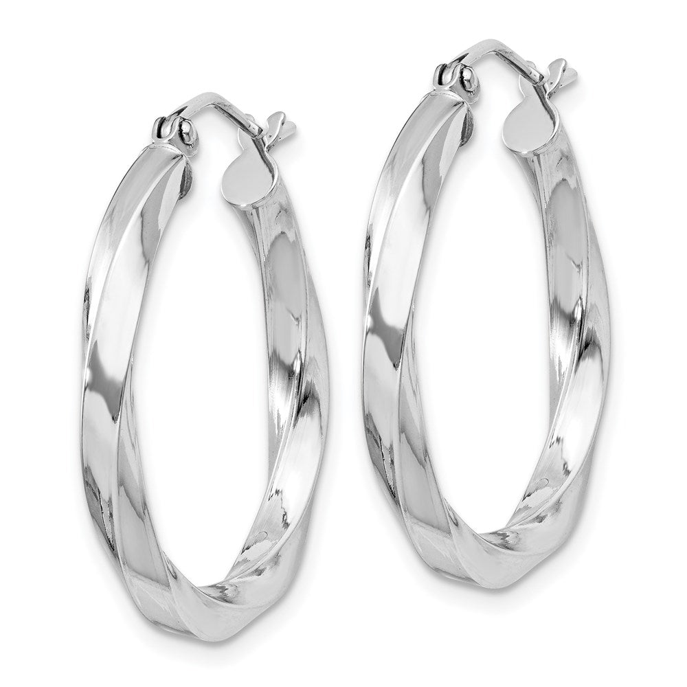Sterling Silver Rhodium-plated 3xTwisted Hoop Earrings