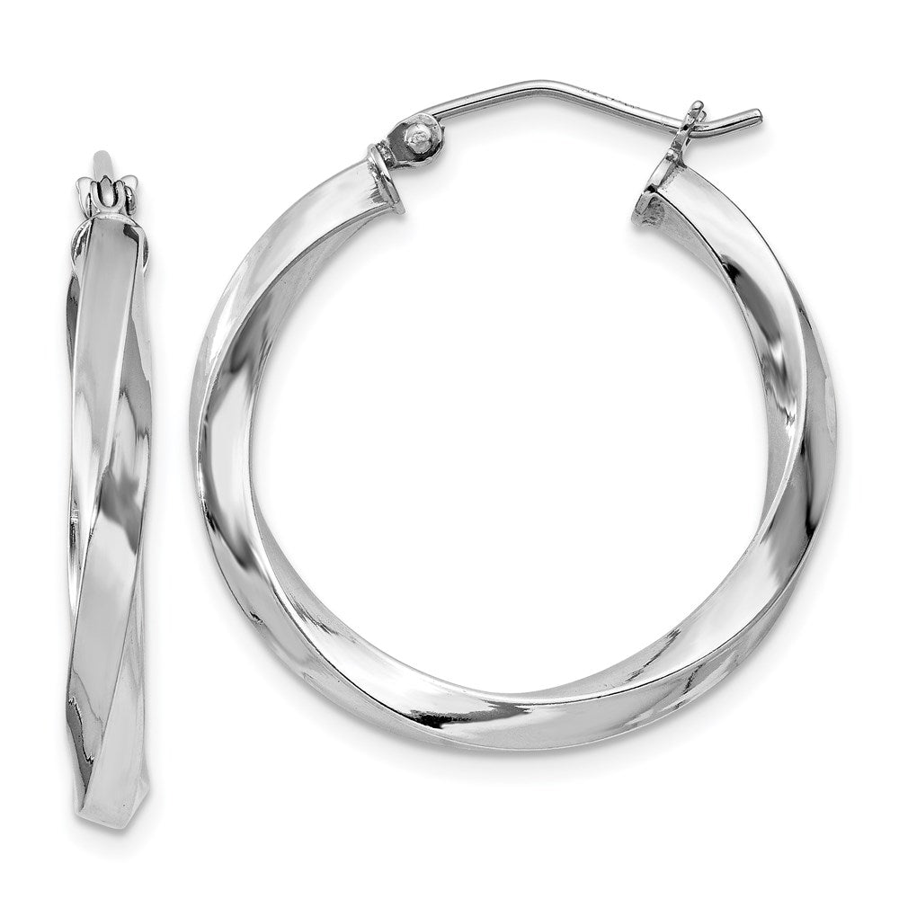 Sterling Silver Rhodium-plated 3xTwisted Hoop Earrings