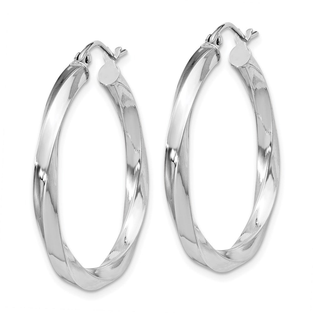 Sterling Silver Rhodium-plated 3xTwisted Hoop Earrings