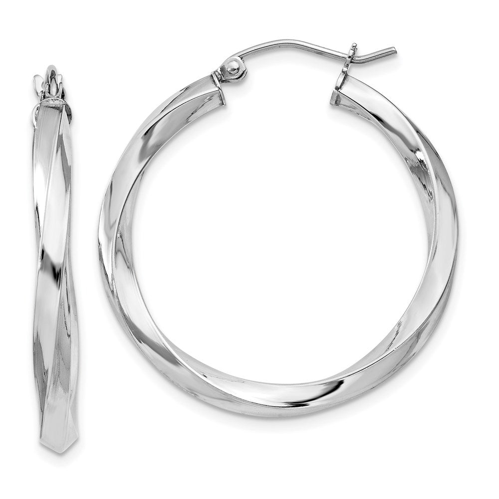 Sterling Silver Rhodium-plated 3xTwisted Hoop Earrings
