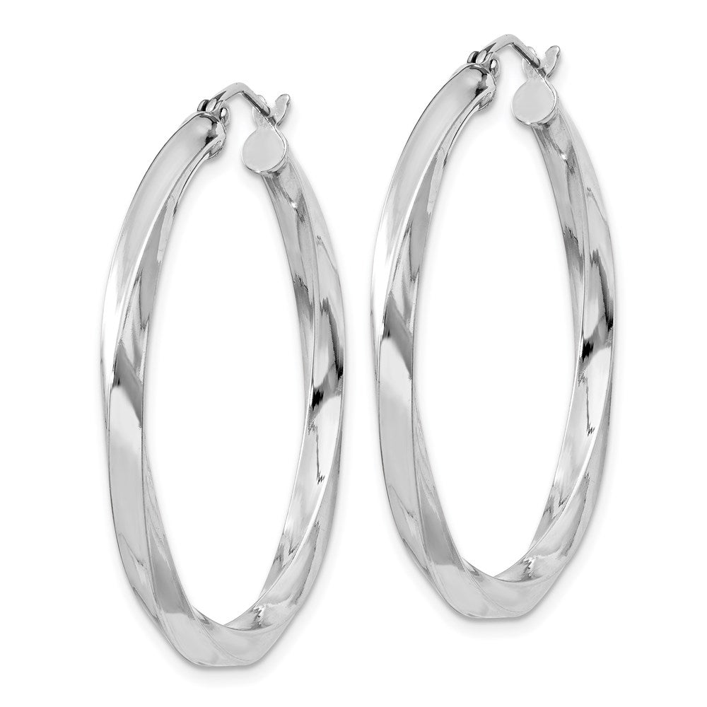 Sterling Silver Rhodium-plated 3xTwisted Hoop Earrings