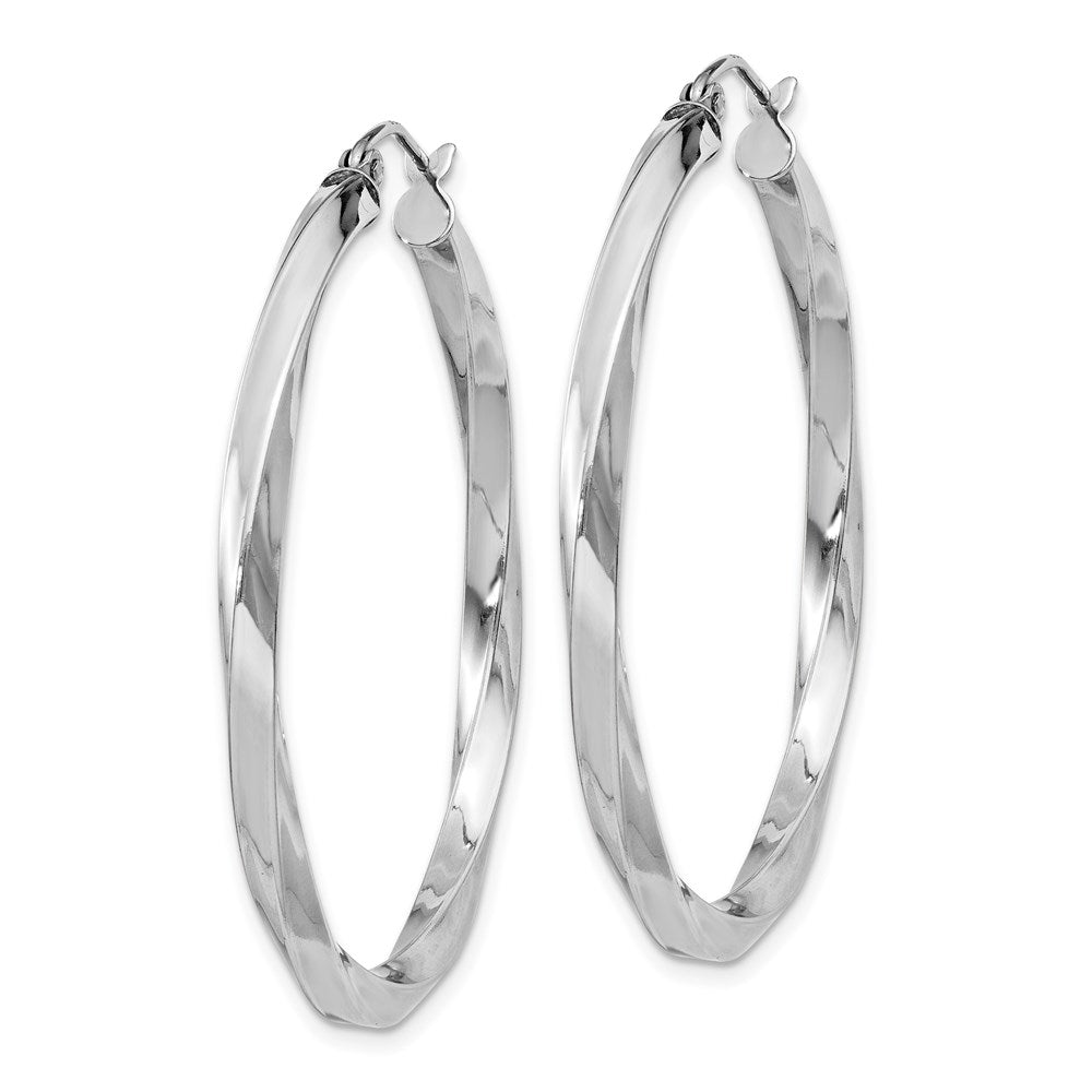 Sterling Silver Rhodium-plated 3xTwisted Hoop Earrings