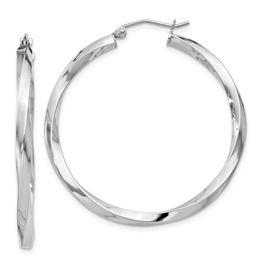 Sterling Silver Rhodium-plated 3xTwisted Hoop Earrings
