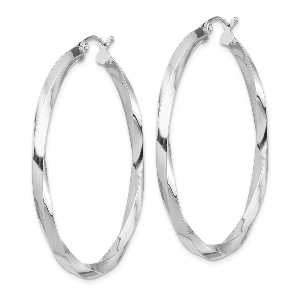 Sterling Silver Rhodium-plated 3xTwisted Hoop Earrings