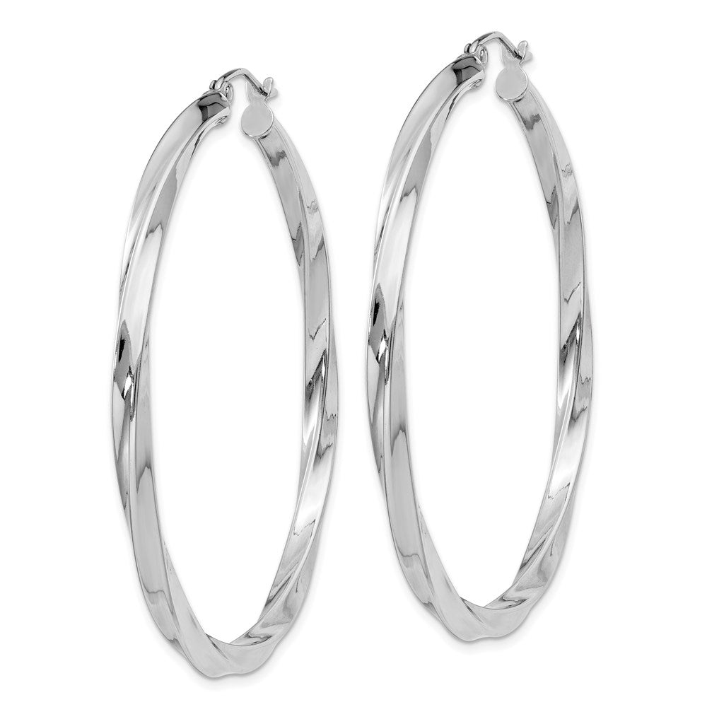 Sterling Silver Rhodium-plated 3xTwisted Hoop Earrings