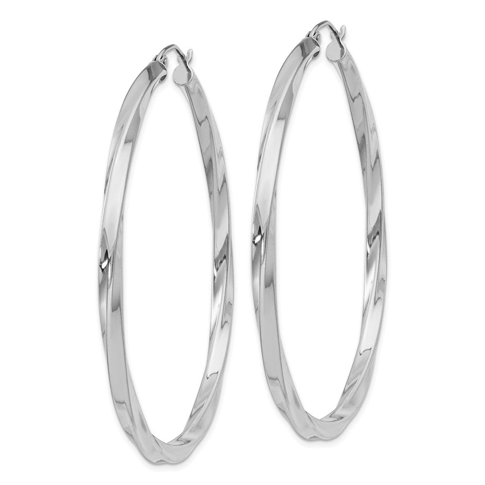 Sterling Silver Rhodium-plated 3xTwisted Hoop Earrings