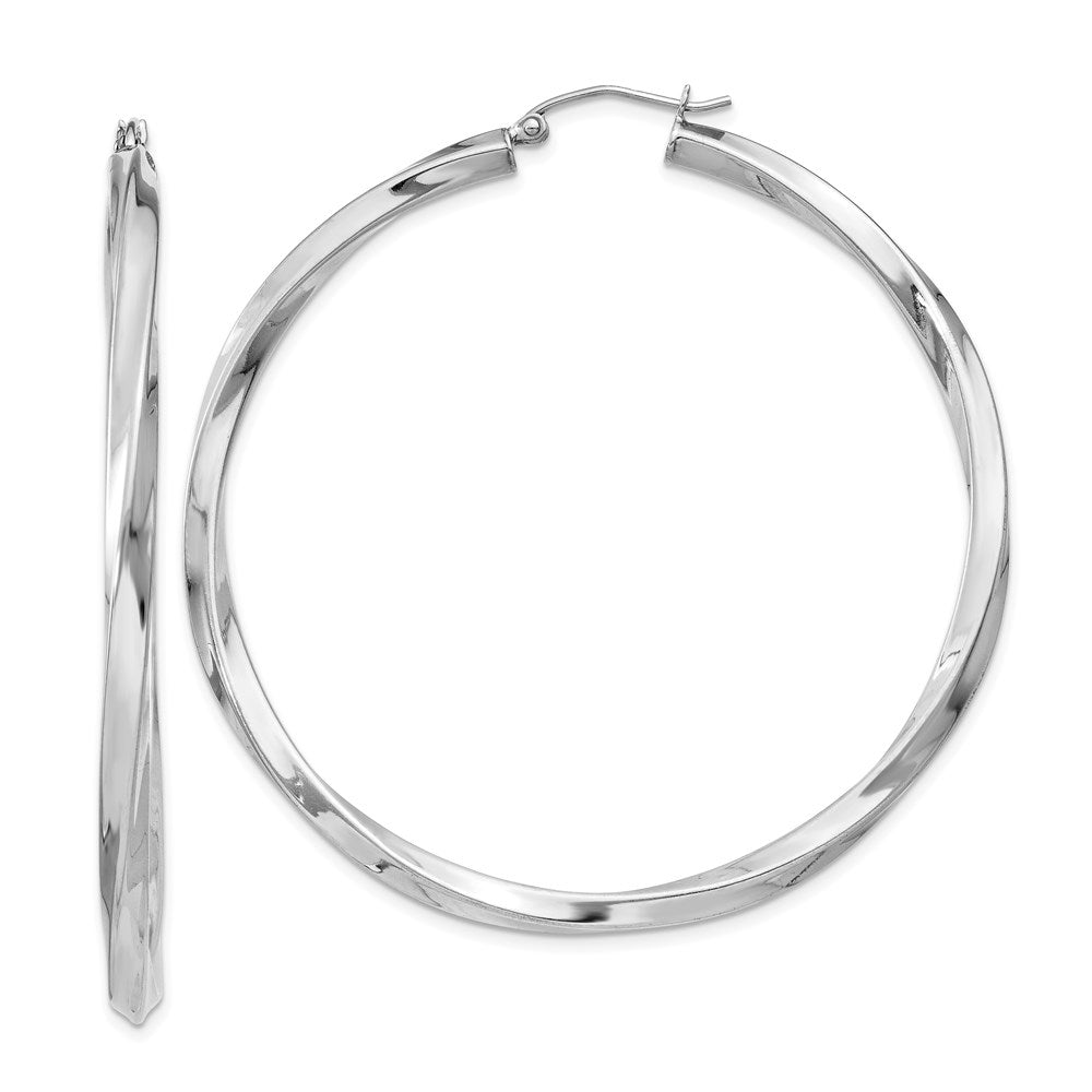 Sterling Silver Rhodium-plated 3xTwisted Hoop Earrings