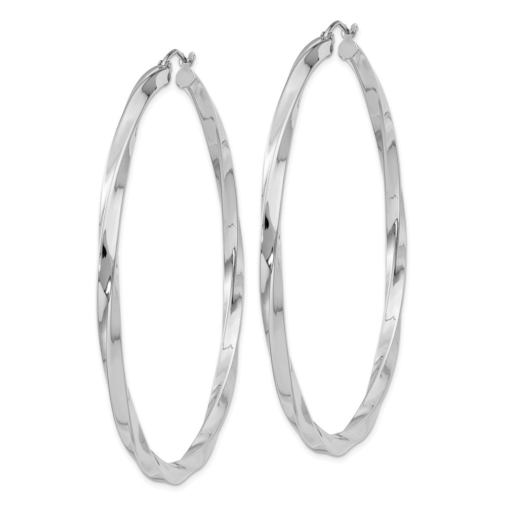 Sterling Silver Rhodium-plated 3xTwisted Hoop Earrings