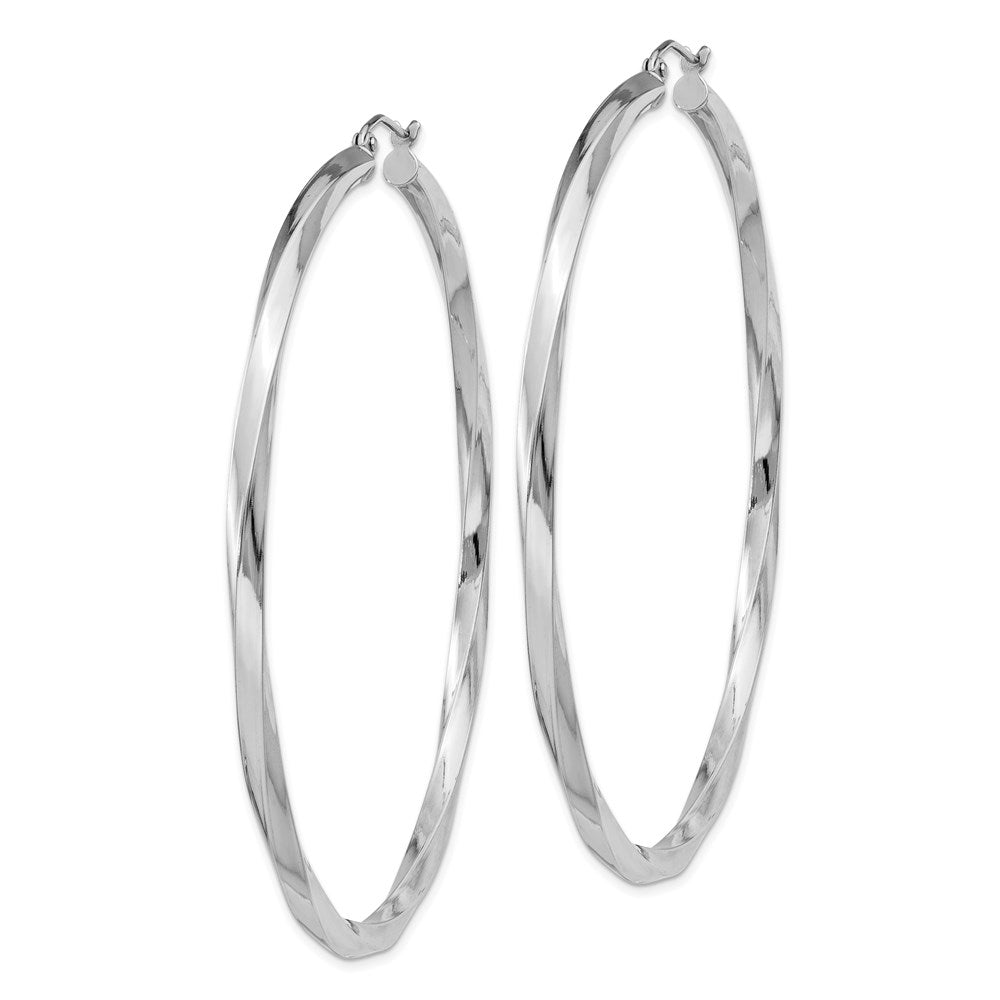 Sterling Silver Rhodium-plated 3xTwisted Hoop Earrings