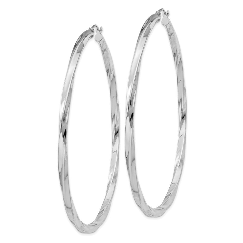 Sterling Silver Rhodium-plated 3xTwisted Hoop Earrings
