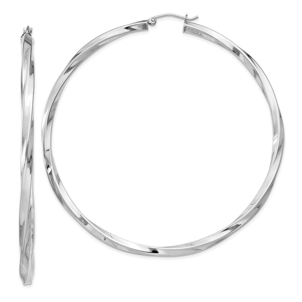 Sterling Silver Rhodium-plated 3xTwisted Hoop Earrings