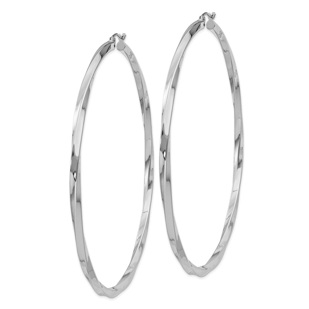 Sterling Silver Rhodium-plated 3xTwisted Hoop Earrings