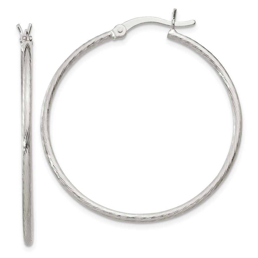 Sterling Silver Fine Twist 1.5x Hoop Earrings