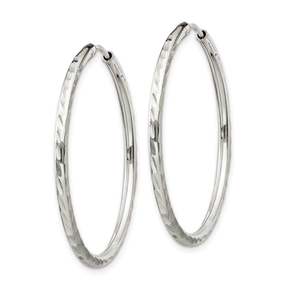 Sterling Silver D/C 2.5x Endless Hoop Earrings