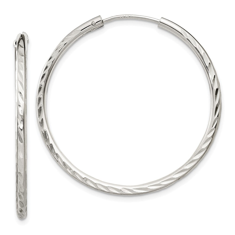 Sterling Silver D/C 2.5x Endless Hoop Earrings