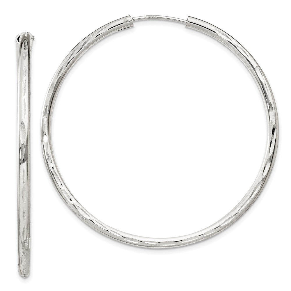 Sterling Silver D/C 2.5x Endless Hoop Earrings