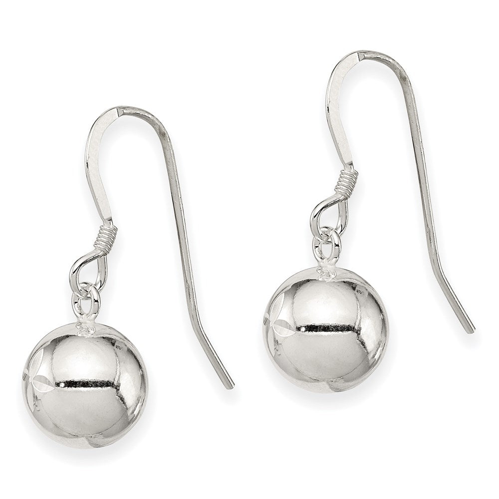 Sterling Silver Diamond Cut Bead Dangle Earrings