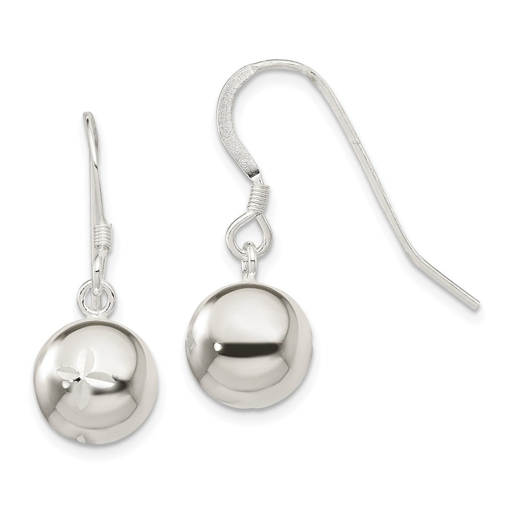 Sterling Silver Diamond Cut Bead Dangle Earrings