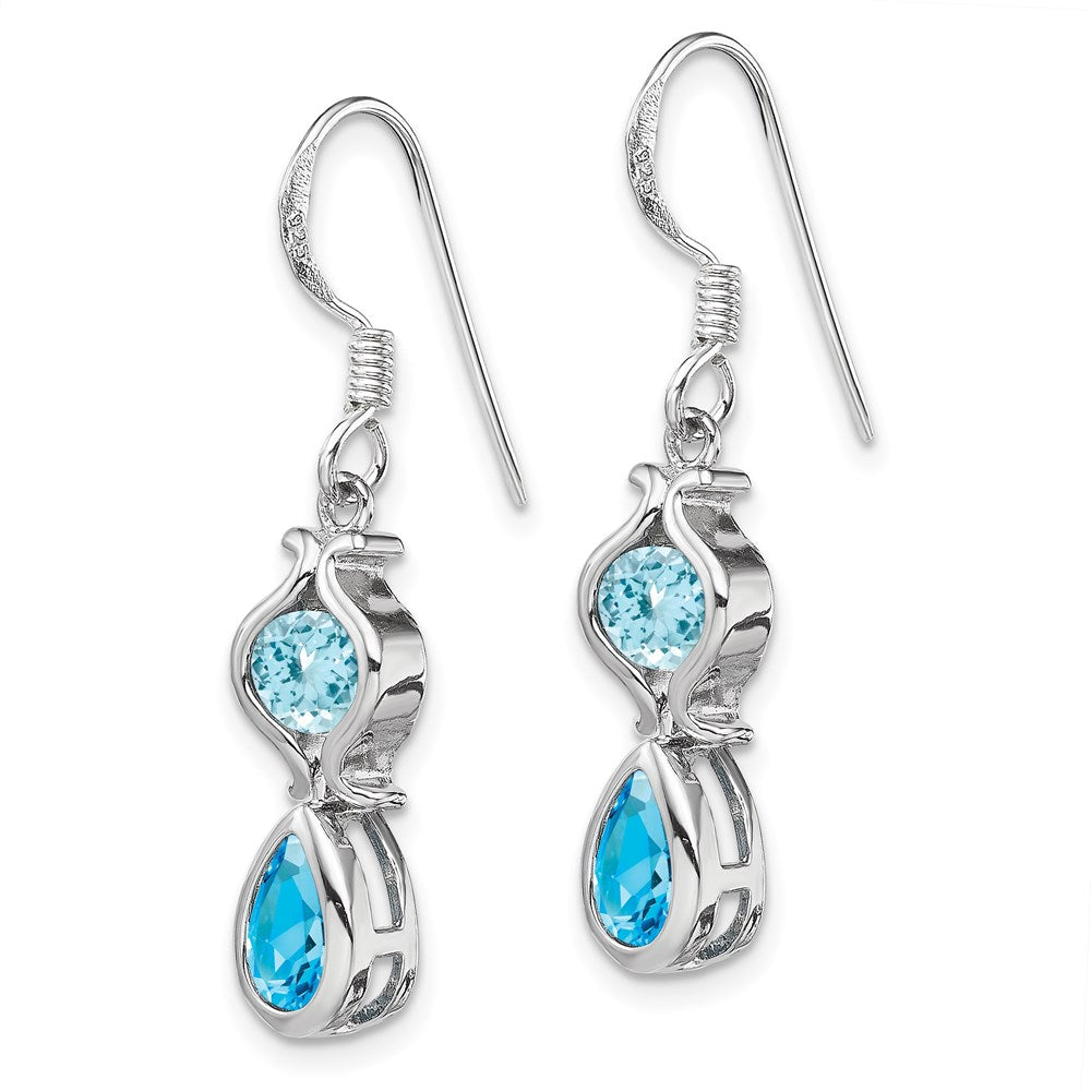 Sterling Silver Rhodium-plated Blue Topaz Dangle Earrings