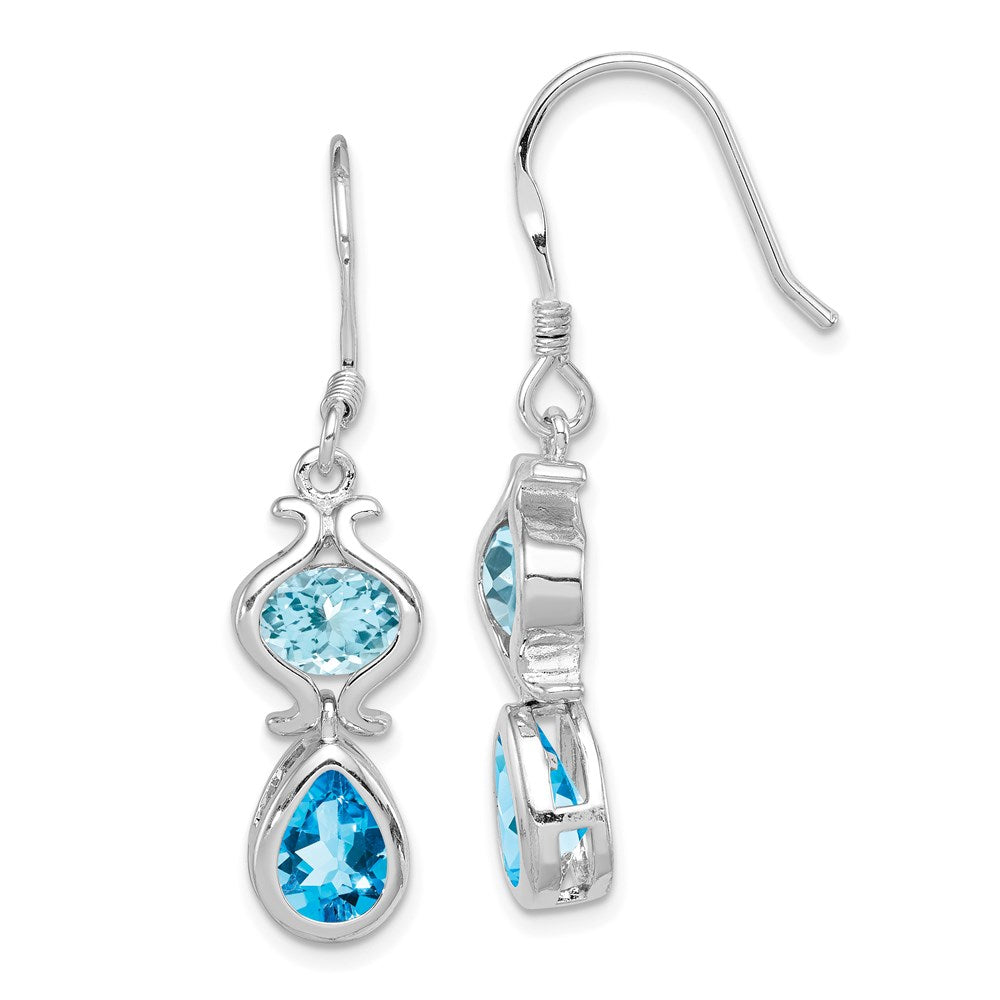 Sterling Silver Rhodium-plated Blue Topaz Dangle Earrings