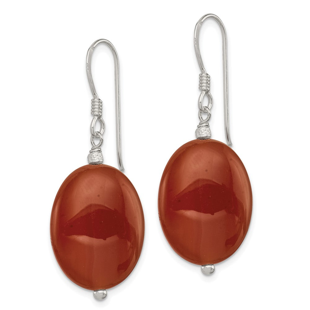 Sterling Silver Oval Carnelian French Hook Earrings