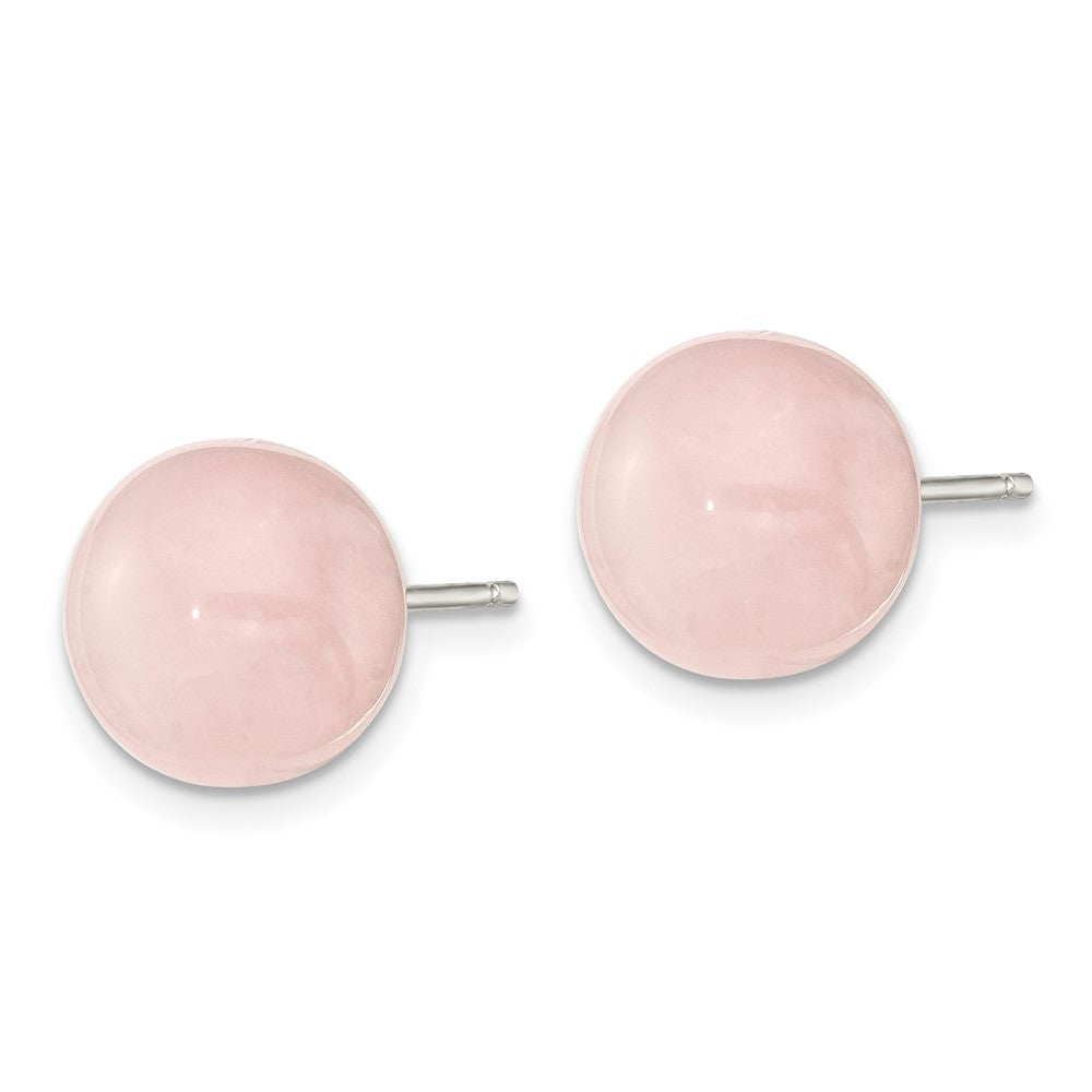 Sterling Silver 10- Rose Quartz Button Post Earrings