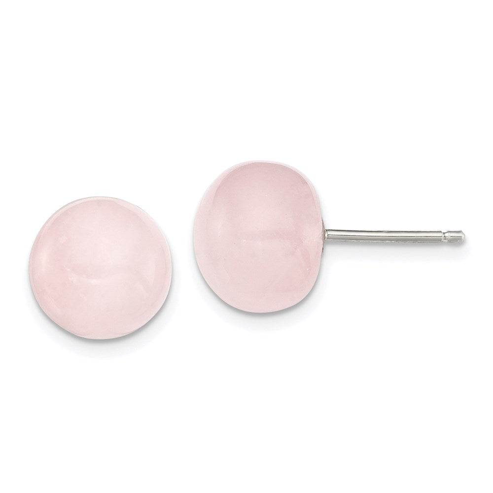 Sterling Silver 10- Rose Quartz Button Post Earrings