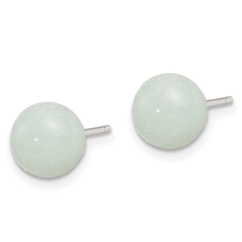 Sterling Silver Rhod-pltd 8- Button Amazonite Post Earrings